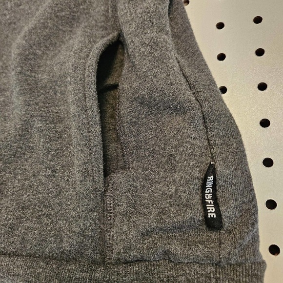 Ring Of Fire Shirt Mens Medium Pullover Hoodie Charcoal Gray Black Graphics - Picture 5 of 8